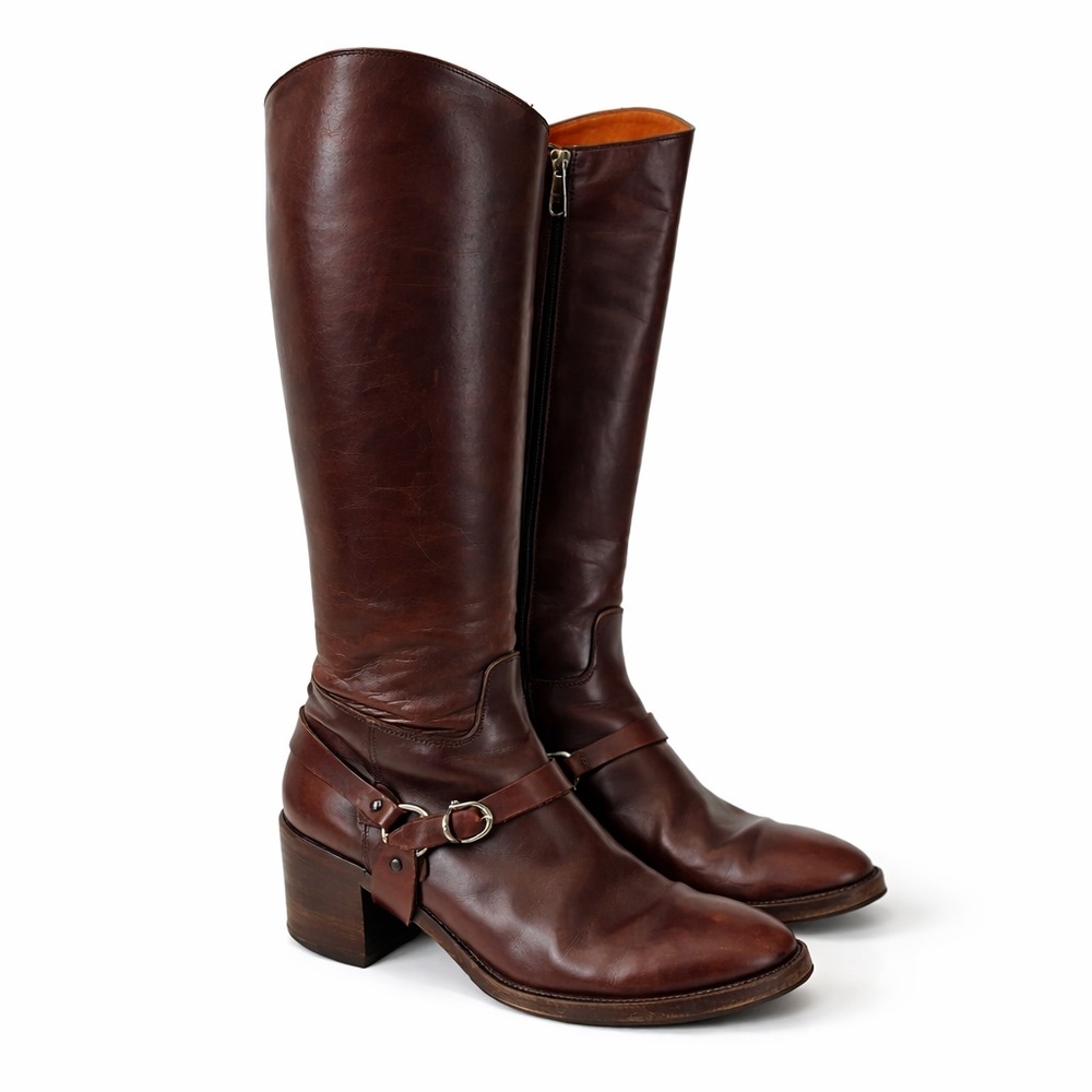 Fratelli Rossetti Tall Leather Riding Boots Brown Italy Size 37 (US 7)